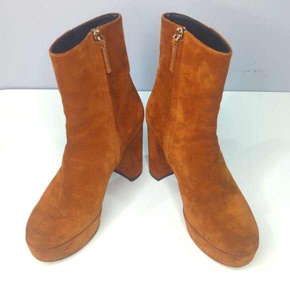 M. Gemi Shoes - M.Gemi Corsa Italian Made Suede Leather Ankle Boots Burnt Orange/Brownis…